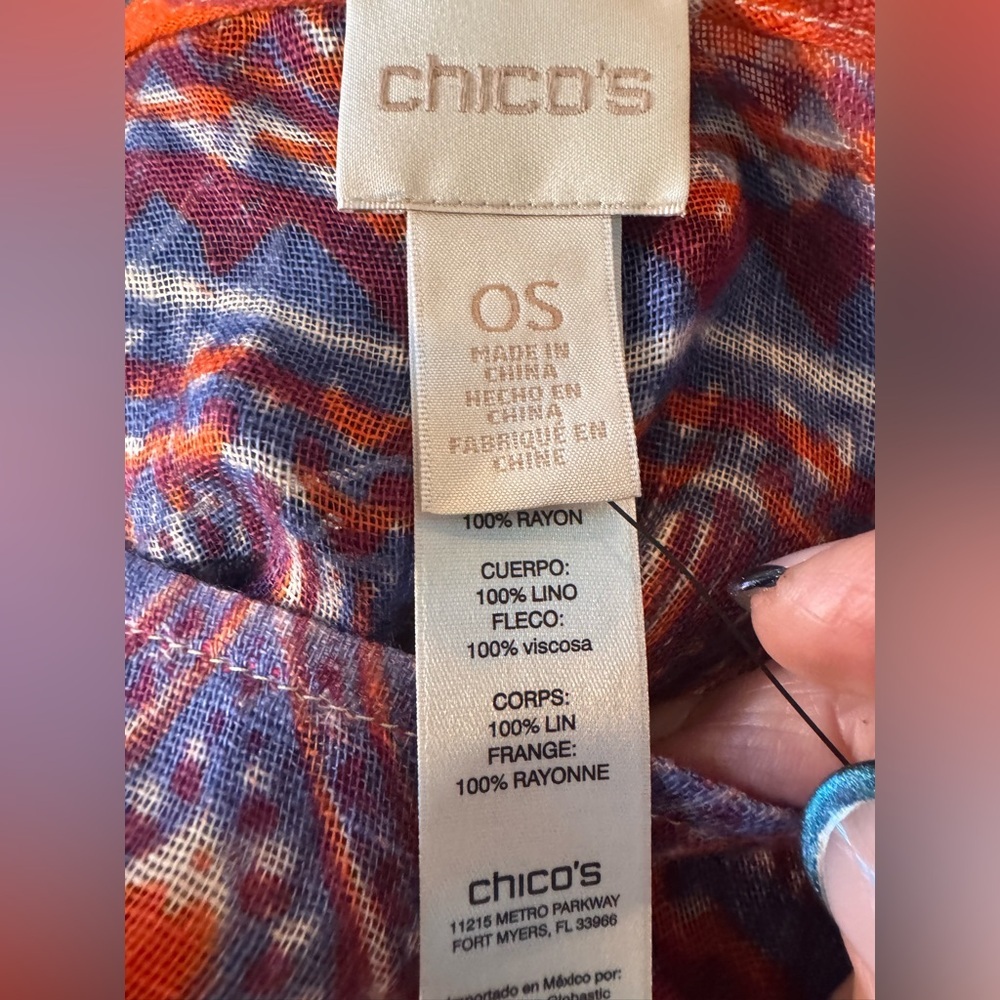 Chico's Phoebe Triangle Multicolor Patterned 100%… - image 12